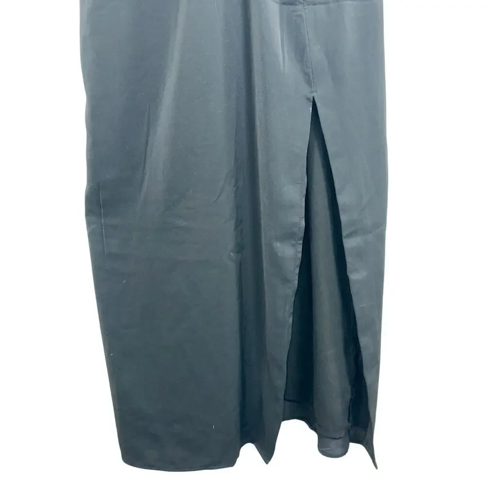 Abercrombie & Fitch Black Ruffle Sleeveless Side Slit Formal Maxi Dress Womens S